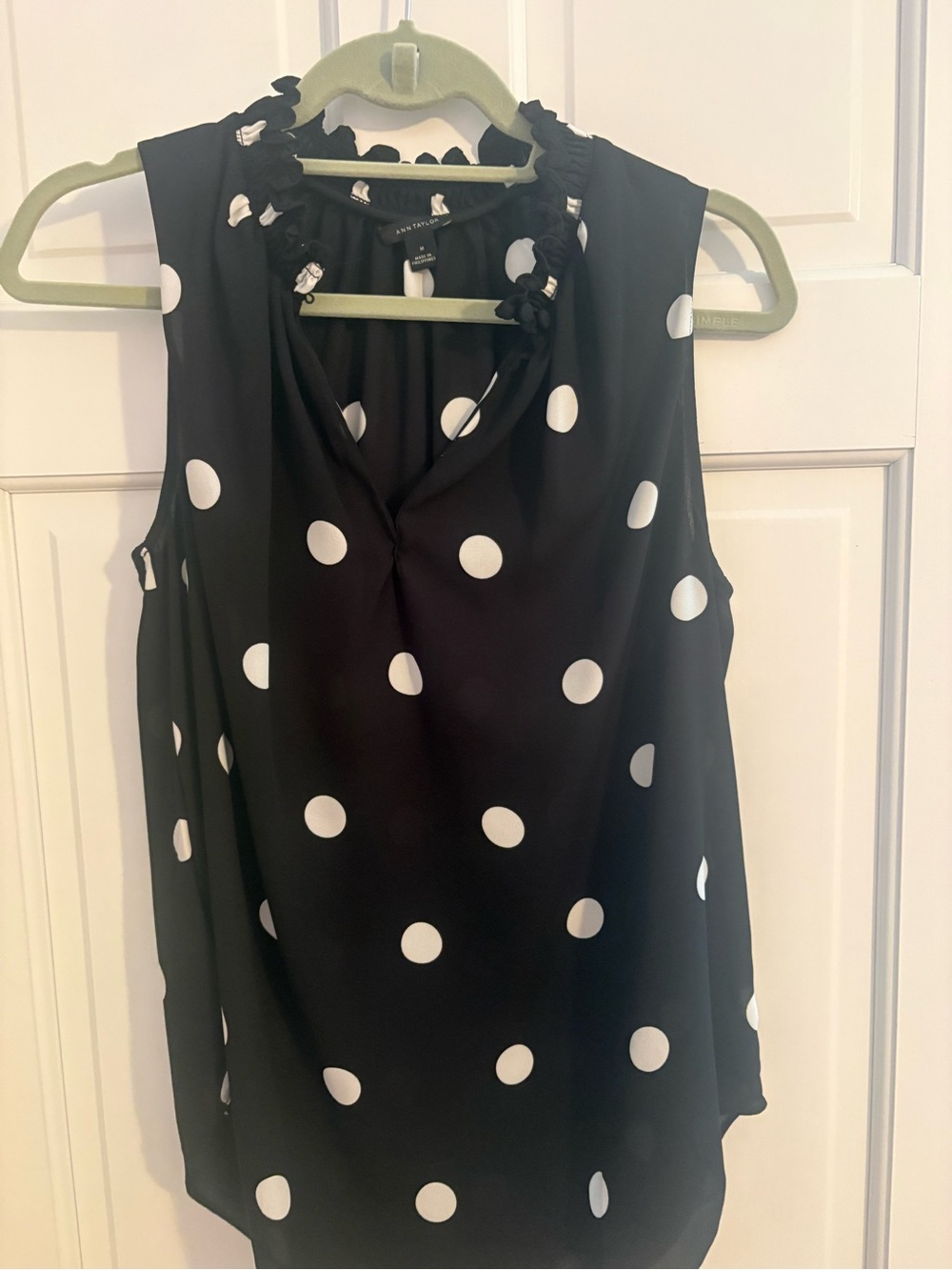 Anne Klein Black and White Polka Dot Sleeveless Top